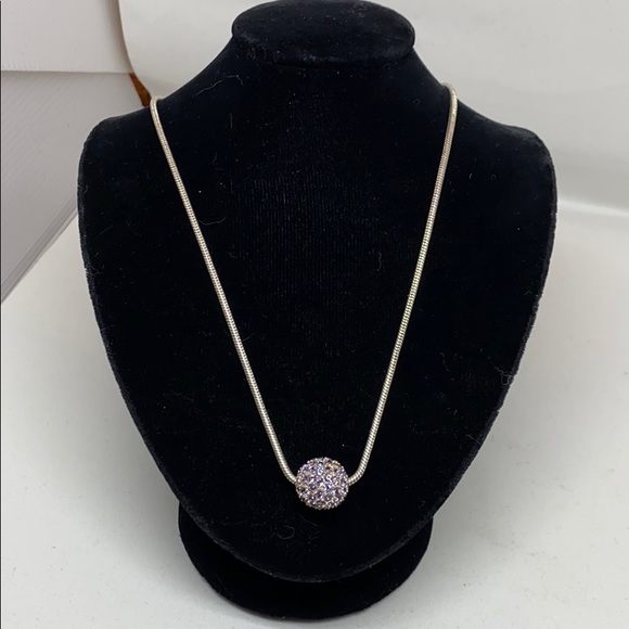 SALE! Monet silver tone chain with crystal bead. - Picture 3 of 7